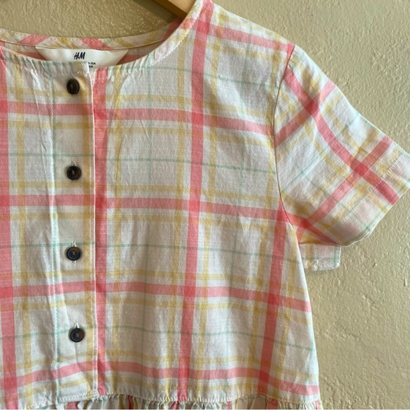 ☀️5/25☀️ NWT H & M Plaid Patterned Cotton Dress with Pockets | Girl’s Size 10 - Picture 2 of 7